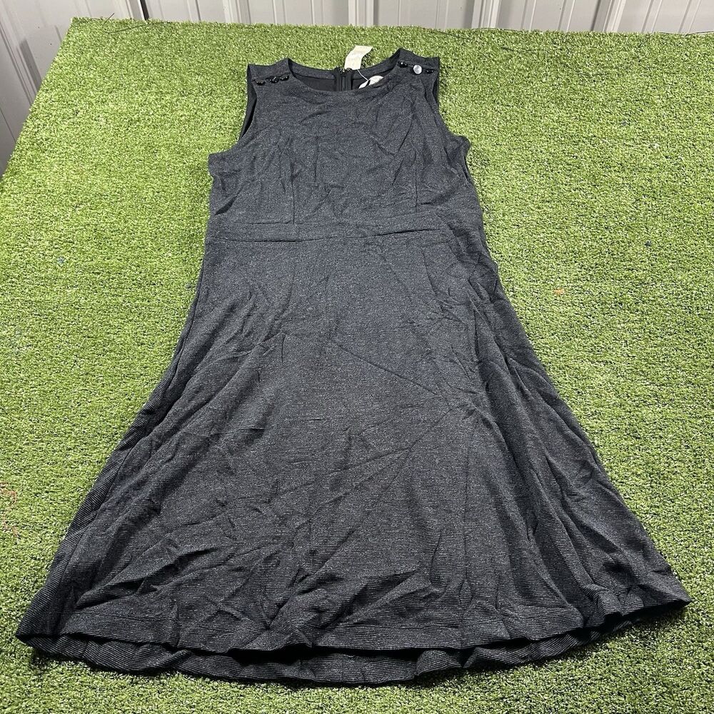 LOFT Petite Sleeveless Dress in Charcoal Gray 12P NWT